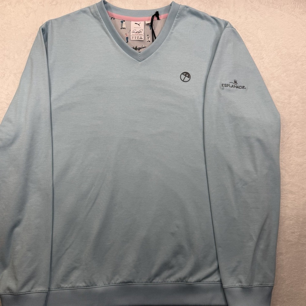 Puma & Arnold Palmer Collab Light Blue Cloudspun Pullover Sweater Unisex Large